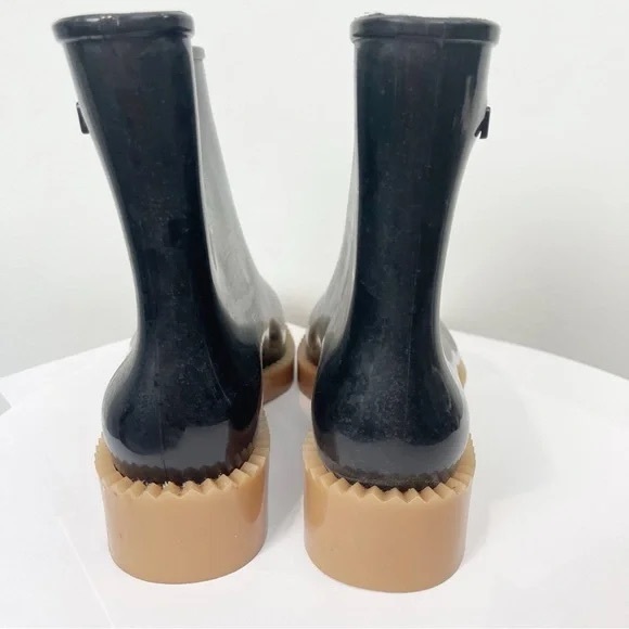 Melissa Black Rain Drop Boot PVC Jagged Edge Rain Boot Size 41/42 - Picture 5 of 7